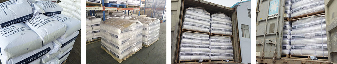 Carga de sacos, pallets y contenedores de acetato de potasio