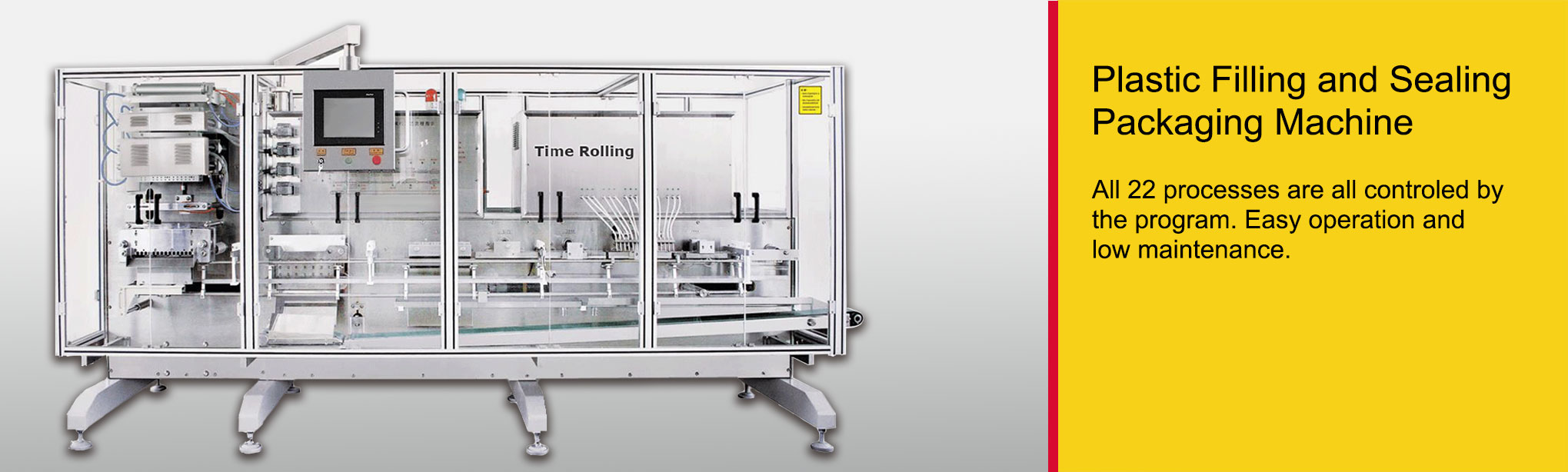Máquina llenadora y selladora de plástico — Equipo Time Rolling
